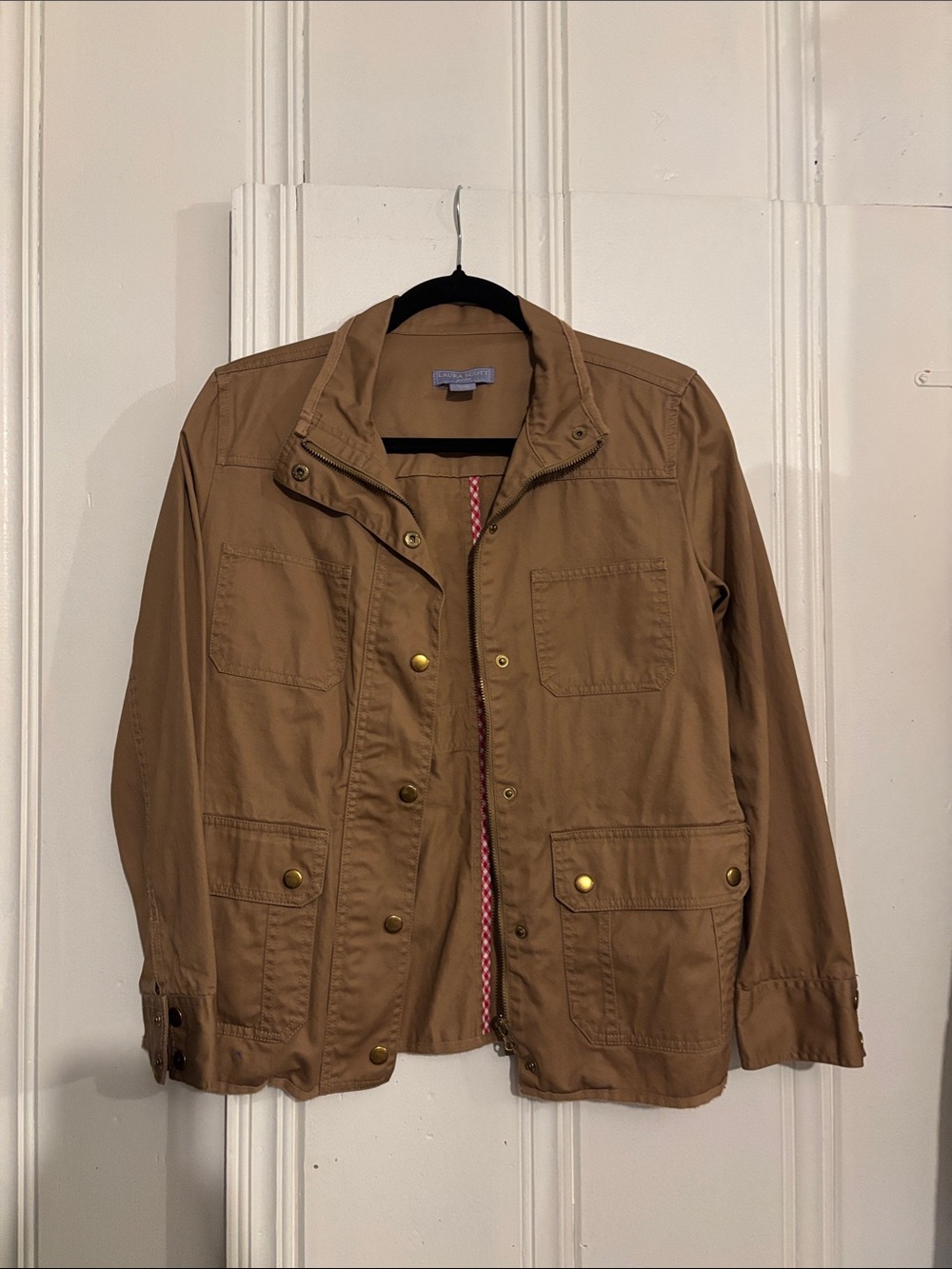 Laura Scott Tan Utility Jacket with Snap Pockets